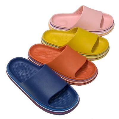 China Wholesale Light Weight EVA Slippers Women Man Running Beach Kids Slippers With Line Printing Slippers for sale