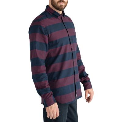 China Fashionable casual male shirts classic stripe printed long sleeve casual shirts for men for sale