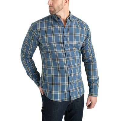 China New Fashion Style Casual Stripe Plaid Printing Long Sleeve Cotton Casual Shirts For Men for sale