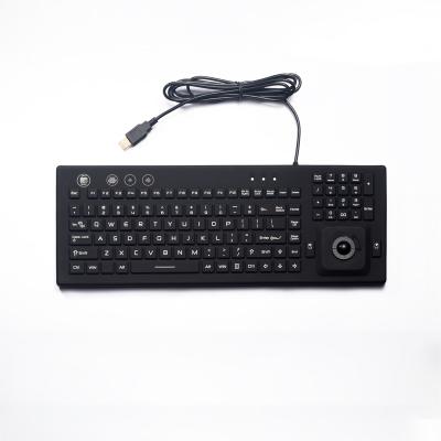 China Plug and Play Waterproof IP67 Keyboard Backlight Silicone Medical Keyboards with Built-in Trackball Mouse for sale