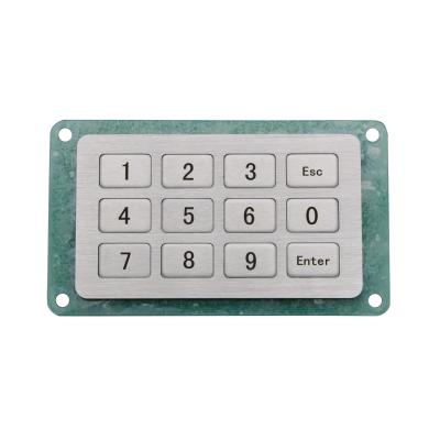 China Matrix 12 Keys Vandal Proof Keypad 3X4 Metal Stainless Steel Metal Industrial Numeric Keypad For Vending Machine for sale