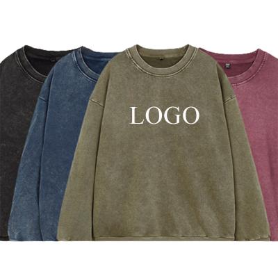 China Wholesale Custom Acid Washed White Crewneck Pullover Cotton Anti-Wrinkle Hoodie Men's Acid Washed Stone Sweatshirts for sale