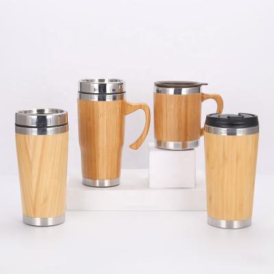 China Stainless Steel Vacuum Double Layer Insulation Cup Base Anti Slip Business Style Bamboo Shell Cup Sustainable Bamboo Water Cup for sale