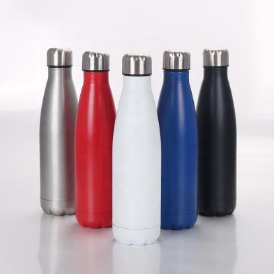 China Customized LOGO Viable 500ml Drinking Double Hot Insulated Water Bottles Fitted Wall Stainless Steel Metal Cola Shape Sport for sale