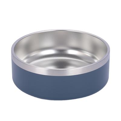 China PORTABLE can customize 64oz double-layer vacuum stainless steel tube pet bowl, frosted wear-resistant dog basin for sale