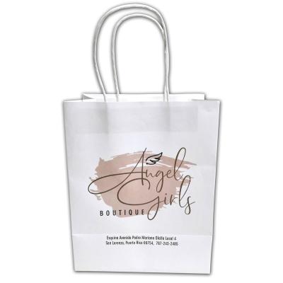 China Recyclable Customized 120g White Kraft Paper Gift Bags With Promotional Jewelry for sale