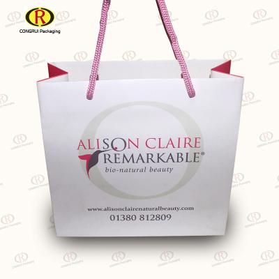 China Recyclable Customized Luxury Paper Art Paper Logo Printed Gift Bags With Handle for sale