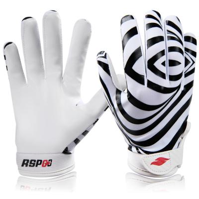 China finger & Amazon Hot Sale Zebra Thumb Protection Pattern Custom Logo Design Premium Fast Shipping Breathable American Football Gloves For Youth for sale