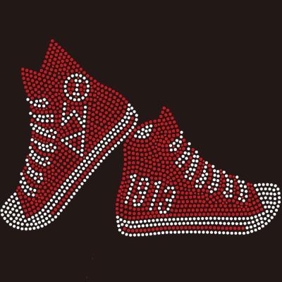 China Wholesale Rhinestone Flatback Heat Shoe Pattern Custom Rhinestone Transfers For T-shirt for sale