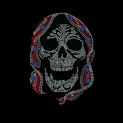 China Custom Skull Logo Flatback Factory Price Rhinestone Heat Transfers For Apparel for sale