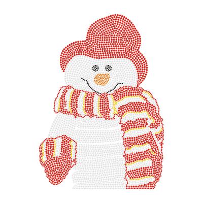 China Factory Price Bling Christmas Snowman Hoodie Hotfix Makers Custom Logo Heat Rhinestone Transfer For Flatback T-shirt for sale