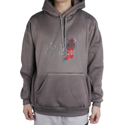 China Wholesale Custom Rhinestone Logo Bling Rhinestone Hoodie In Flatback Christmas Theme for sale