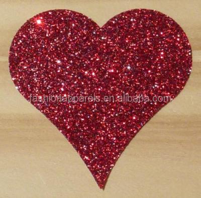 China Flatback Bling Glitter Red Heat Transfer Vinyl Heart Design Decals Iron On Pattern For Apparel for sale