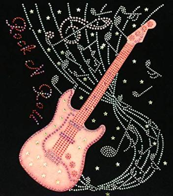 China Custom Flatback Guitar Rhinestone Transfer Print For T Shirt Designs for sale