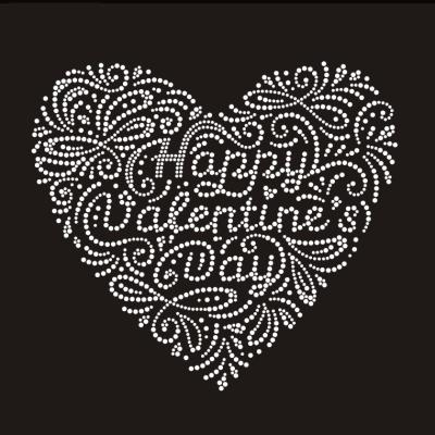 China Happy Valentine's Day Love Heart Glitter Rhinestone Transfer Pattern Flatback Making Machine For Apparel for sale