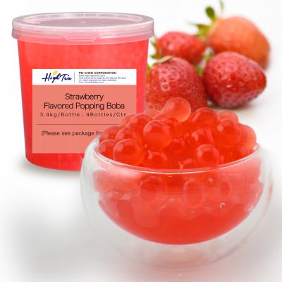 China High Quality Strawberry Seasoned Bursting Boba 3.4KG For Boba Milk Tea Round for sale