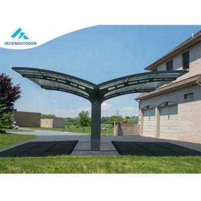 China Metal Camper Arched Roof Garage Car 2 Post Metal Lighting Two Canvas Shade Net For Carport Parking for sale