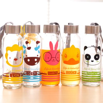 China Cheap Custom Stocked Logo Glass Water Bottle With Flange For Sale 2020 Travel Glass Water Bottles For Sport for sale