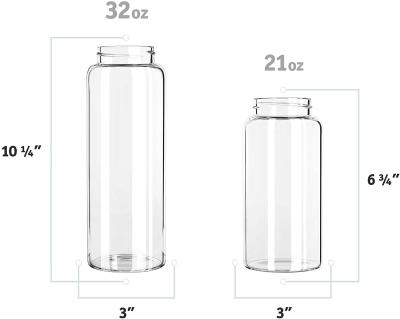 China 100% Water Bottle, BPA Free, Stainless Steel Leakproof Lid, 32 or 21 oz Wide Borosilicate Glass Stocked Mouth for sale