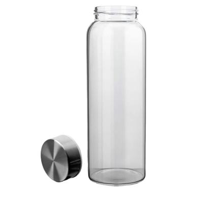 China Wholesale 650ml 1000ml Eco Borosilicate Glass Clear Water Bottle Custom Made Custom Made Stocked for sale