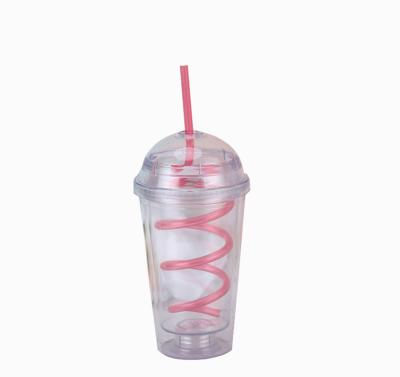 China Double Wall DOUBLE WALL Insulated 16oz Reusable Customized Logo Plastic Tumbler Cup for sale