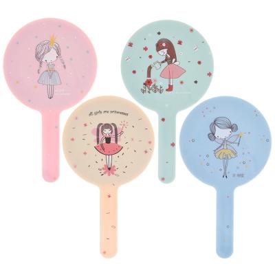 China Girl Series Personalized Plastic Makeup Mirror Handheld Vanity Mirror With Handle for sale