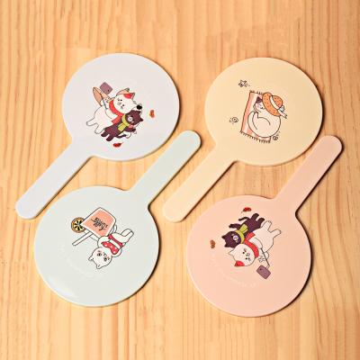 China Custom Logo Plastic Portable Hand Held Private Label Round Hand Held Cosmetic Mirror for sale