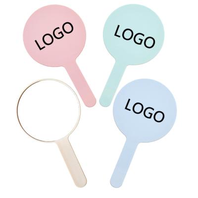 China Custom Logo Portable Hand Held Mirror Private Label Promotion Round Hand Held Cosmetic Mirror for sale