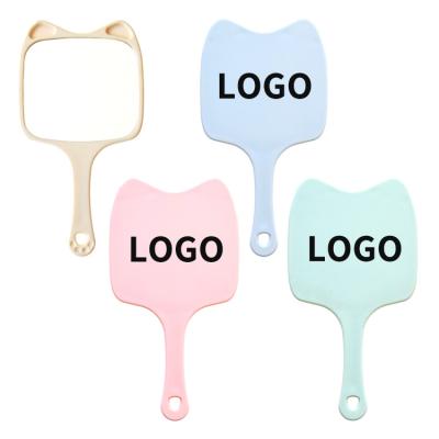 China Hand Held Mirror Customized Custom Logo Animal Shape Cosmetic Pink Hand Mirrors Wholesale Bulk Makeup Hand Held Mirror for sale