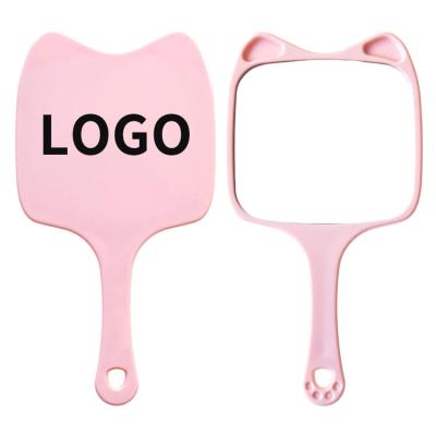 China Wholesale New Patent Factory Outlet Custom Cosmetic Mirror Cat Ear Shape Custom Hand Mirror With Handle for sale