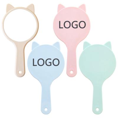 China New Custom Hot Selling Pink Hand Held Makeup Mirror Cat Ear Shape Custom Cat Mirror Hand Held Makeup Mirror for sale