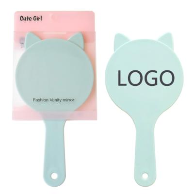 China 2020 Custom Factory Outlet Cosmetic Mirrors Cat Ear Shape Custom Hand Mirror With Handle for sale