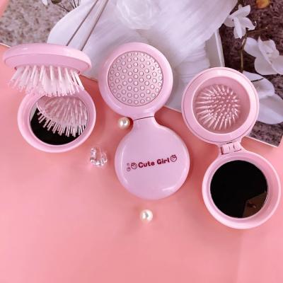 China New Foldable Pocket Hair Brush Comb Private Label Size Plastic Mirror Set With Foldable Cheap Women Kids for sale