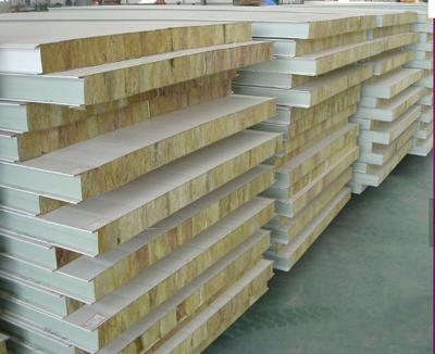 China Metal Insulated Fire Resistant Walls Board Rock Wool Sandwich Panel for sale