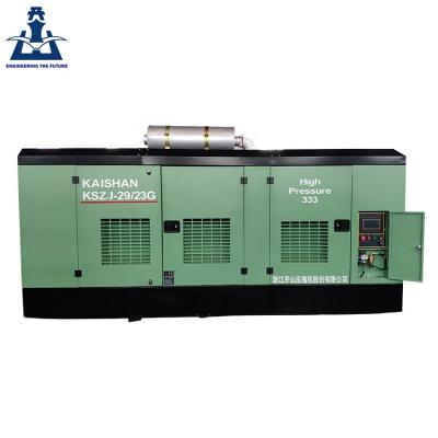 China 23Bar.29m3/min lubricated, KSZJ-29/23G power diesel screw air compressor for depth water well drill rig for sale