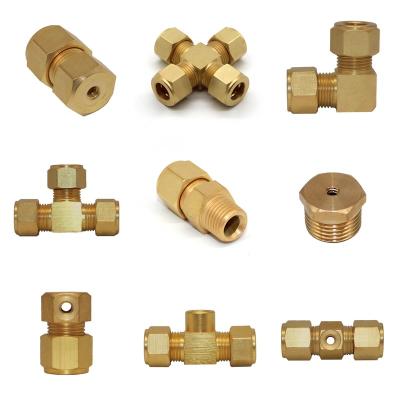 China Agriculture Brass Compression Elbow Hose Connector Mist Machine Elbow Fittings Fit Hydraulic High Pressure Brass Cross Elbow for sale