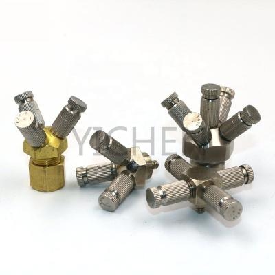 China Agriculture Brass Joint Connector With 2 Jet Site Threaded Band End Connector Fog System Base Mist Connector for sale