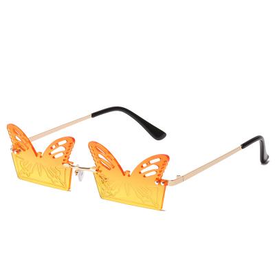 China 15 Years Experience CH56HD Rimless Fashion Butterfly Women Party Metal Funny Sunglasses for sale