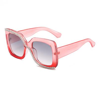 China 15 Years Experience Square Rhinestone Sunglasses 2021 Women Luxury Vintage Oversized Unique Half Frame Diamond Eyewear Glass Sun Glasses One Piece Shades for sale