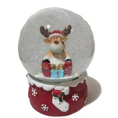 China Wholesale Christmas Snow Globe Mini Trumpet Plastic Snow Globe Box Polo Gift Crystal Ball Music Artificial Factory Customization Water for sale