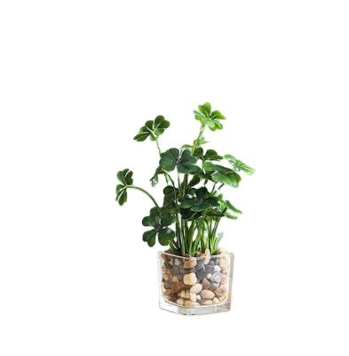 China Factory Wholesale Minimalist Artificial Bonsai Artificial Flower For Decor Home Office Wedding With Glass Pot for sale