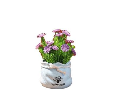 China Minimalist Artificial Little Daisy Potted Desktop Artificial Flower Ceramic Pot Decoration Indoor Outdoor for sale