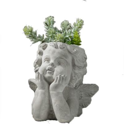 China New Design Angel Shape Cement Traditional Indoor Garden Decoration Large Pots For Flowers for sale