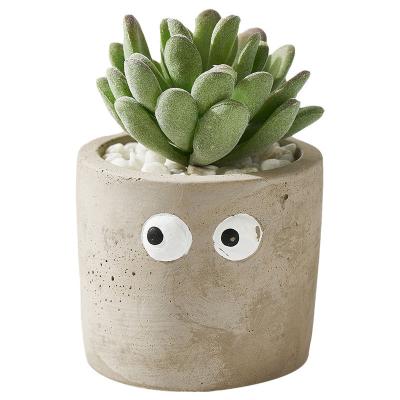 China Pot Minimalist Handmade Cute Garden Cement Plant Leaf Style Desktop Decoration for sale