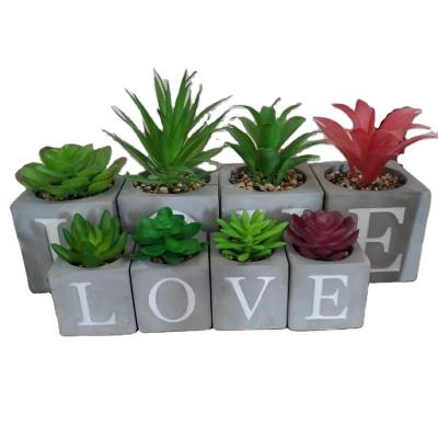 China Minimalist Artificial Succulent Desktop Cement Plant Decorative Succulent Bonsai Plant Pots for sale