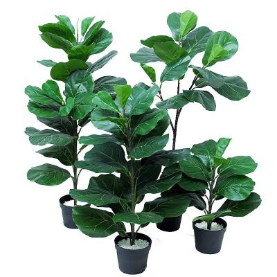 China Art Decor High-Quality Artificial Green Fiddleleaf Decorative Artificial Plant Tree Lyrata Ficus Artificial Fiddleleaf Tree for sale