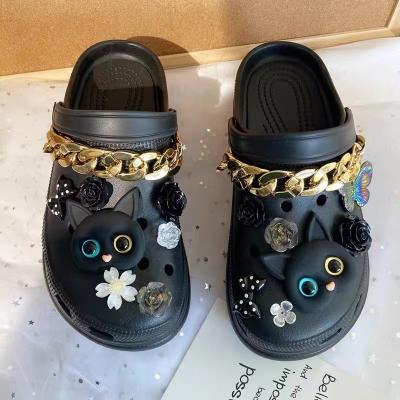 China Custom Flower Cat Chains Butterfly Accessories Decorative Charm DIY Clog Buckle Suitable For Croc Shoes for sale