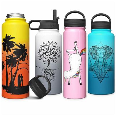 China Business Drinkware Empty Flask August 18 Ounce Logo Stainless Steel Custom Water Bottle With Straw, Wide Mouth With Leak Proof Flex Cap for sale