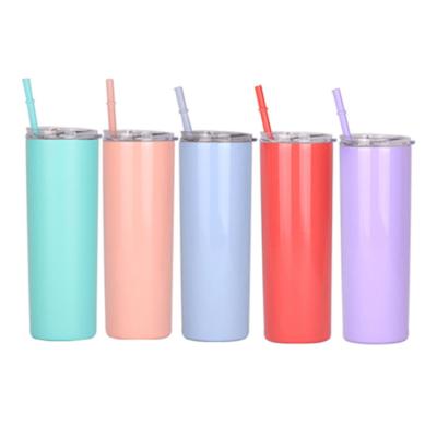 China Disposable Drinkware Mugs Double Wall 20 Ounce Slim Lean Tumbler Stainless Steel with Lid and Straw,Slim Lean Stainless Steel Tumbler for sale