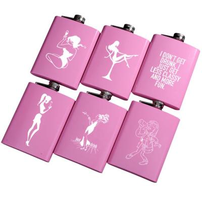 China New 2019 Eco-Friendly Trending Premium Product Gifts Set Promotional Pink Alcohol Products Flask Stainless Steel Glitter Hip Flask for sale